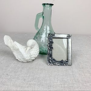 Vintage Vignette Set Vase, Bird Figure, Frame